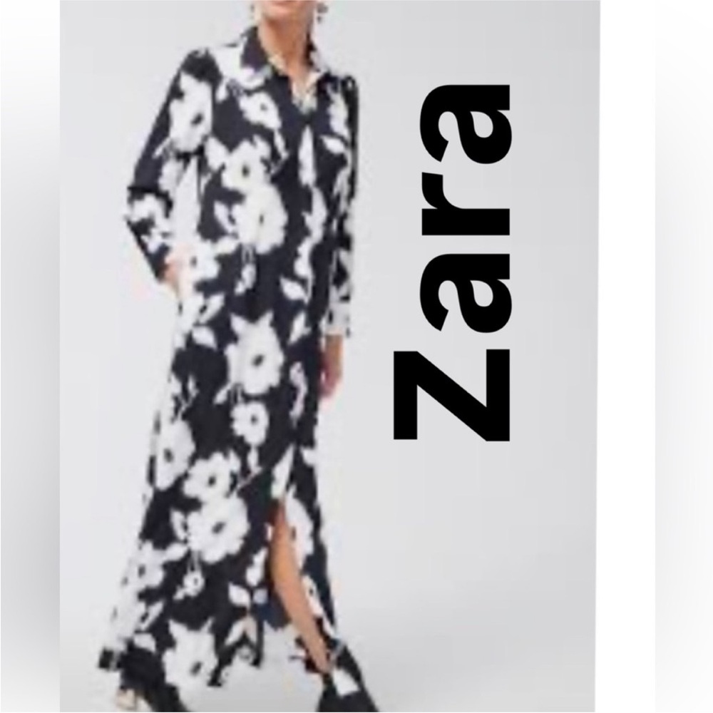 Zara Black and White Floral Women's Dress size XS